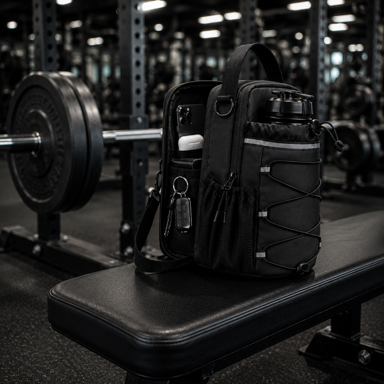 The same gym station with the bag attached
